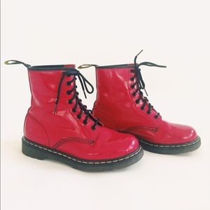 Doc Martens Red Patent 1460 Boots